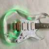 Golden accessories acrylic electric guitar, green LED light