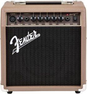 Fender Acoustasonic 15, Combo Guitar Amp, 15W, Suitable For Acoustic Guitar, Brown, includes double input (mic + guitar), for singer and songwriter
