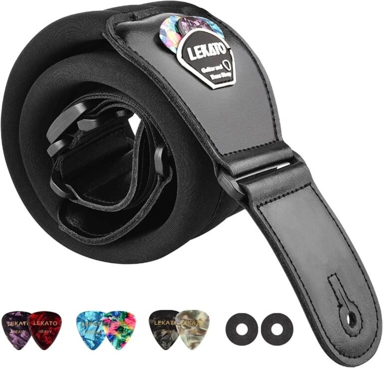LEKATO Comfortable Guitar Strap for Long Time Wearing(Shoulder Pain Relief),3" Wide Bass Strap Belt for Electric/Acoustic/Clasical Guitars & Bass with Adjustable Length from 45" to 55"