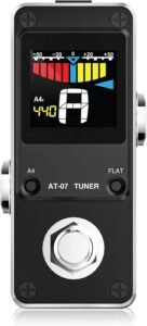 Tuner Pedal, LEKATO Chromatic Tuner Pedal for Guitar and Bass - Mini Chromatic Instrument Tuner Pedal with LCD Display - Pitch Calibration and Flat Tuning