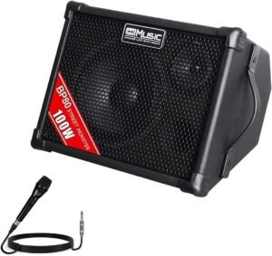 BP80 Battery Powered Acoustic Guitar Amplifier- Portable Bluetooth Speaker 100W, 6 Inputs,3 Band EQ