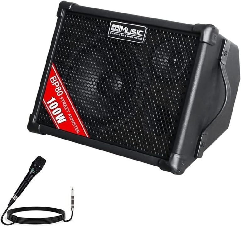 BP80 Battery Powered Acoustic Guitar Amplifier- Portable Bluetooth Speaker 100W, 6 Inputs,3 Band EQ