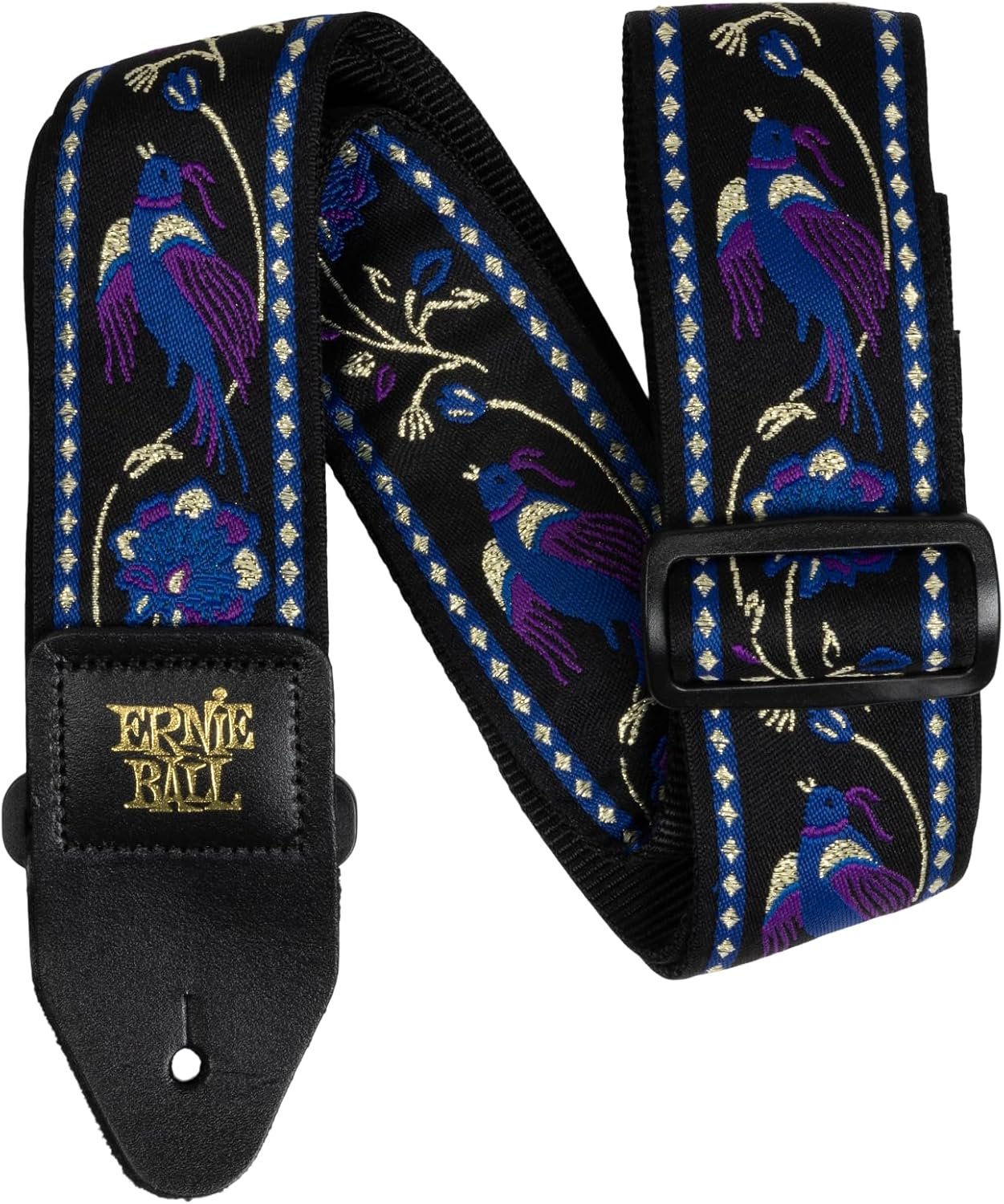 Explore the Ernie Ball Jacquard Guitar/Bass Strap – Purple Pleasant Pheasant