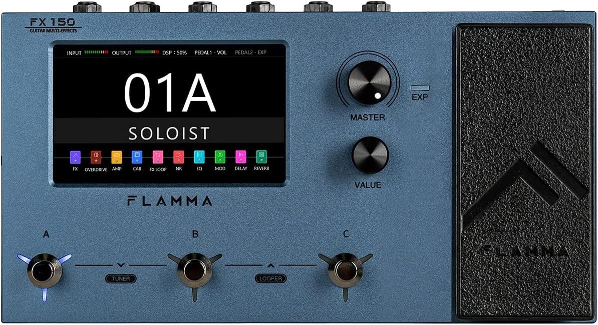 FX150 Multi Effects Processor Electric Guitar Pedal with Amp Modelling Cabinet Simulation Global EQ Touchscreen 160 Built-in Effects 180 Editable User Effects Slots Looper Main