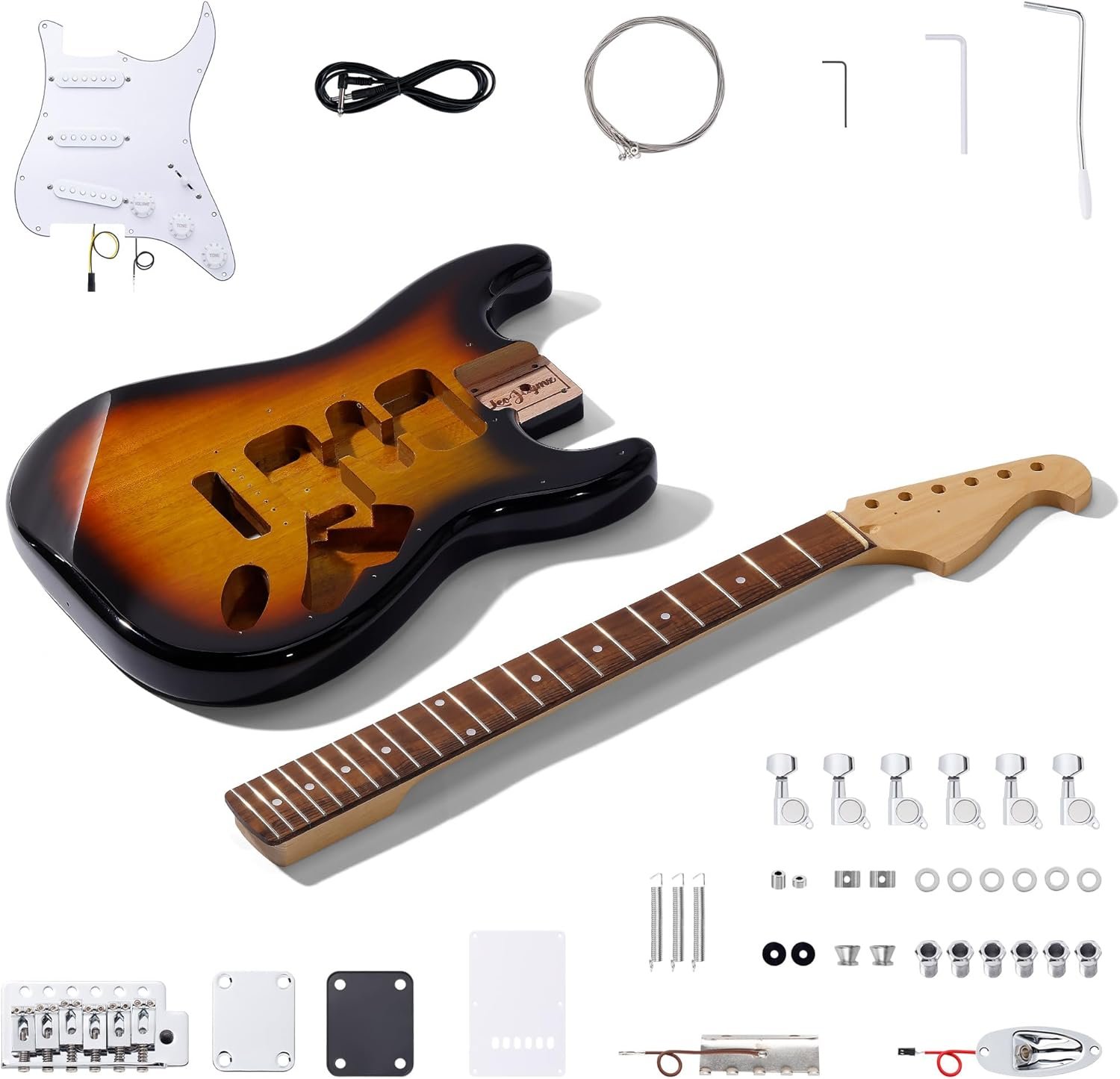 Leo Jaymz DIY ST Style Electric Guitar Kits,Spray-painted Mahogany Body,Laurel Wood Fingerboard and Maple Neck, including all Components 
