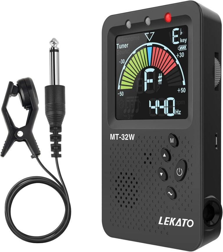 Metronome Tuner,LEKATO Rechargeable Large LCD Color Display 3 In 1 Digital Metro Tuner Tone Generator with Guitar, Bass, Violin, Ukulele and Chromatic Tuning Modes for All Instruments