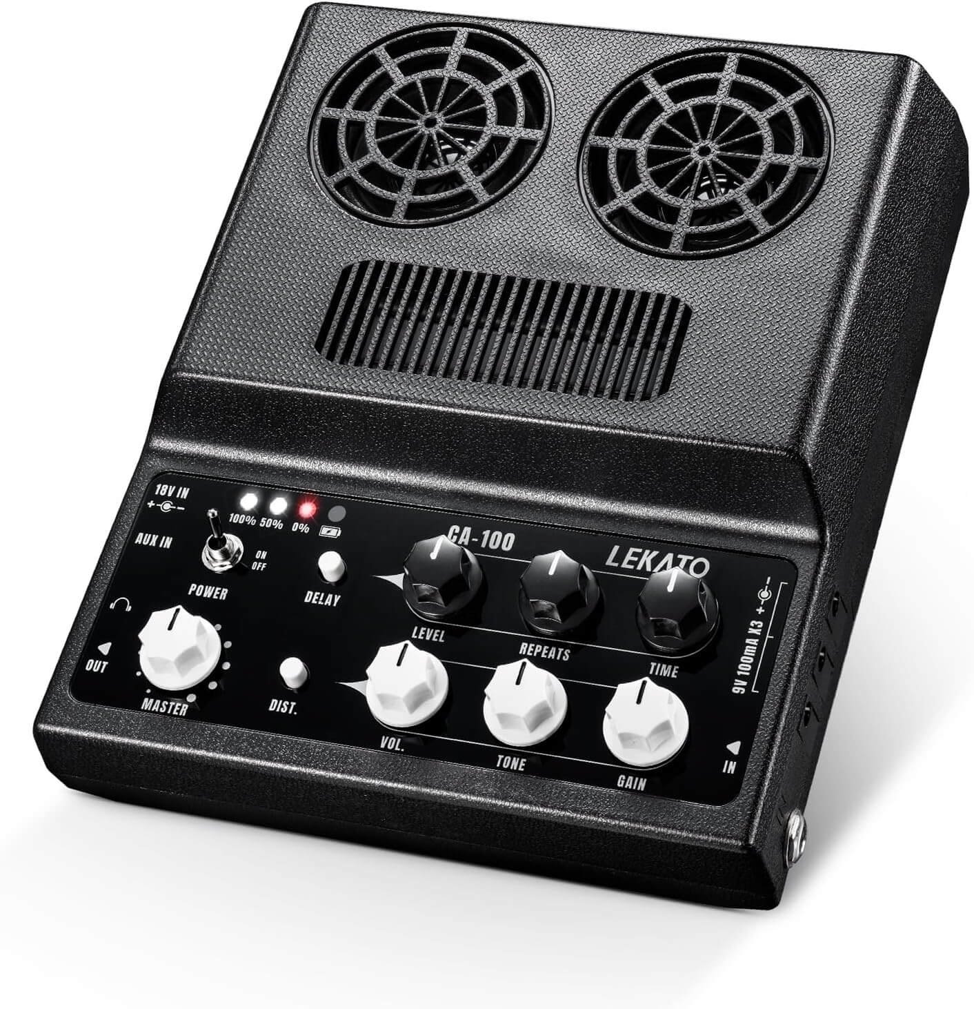 Mini Guitar Amp,LEKATO 20W Rechargeable Guitar Headphone Amplifier with Distortion and Delay Effects,Portable Electric Guitar Amp with Bluetooth for Daily Practice Travel (Black)