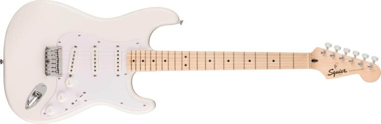 Squire Sonic Stratocaster HT Electric Guitar, Arctic White, Maple Fingerboard, White Pickguard