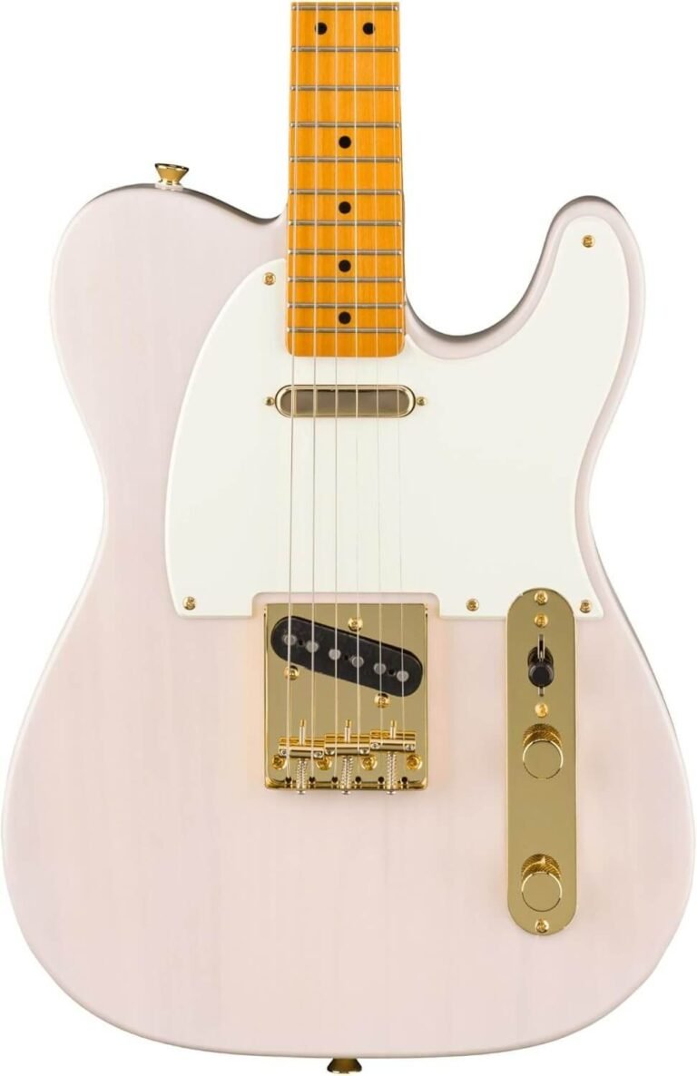 Squier Classic Vibe 50s 6-String Right-Handed Telecaster Electric Guitar with Pine Body, Maple Fingerboard, and String-Through-Body Design (White Blonde)