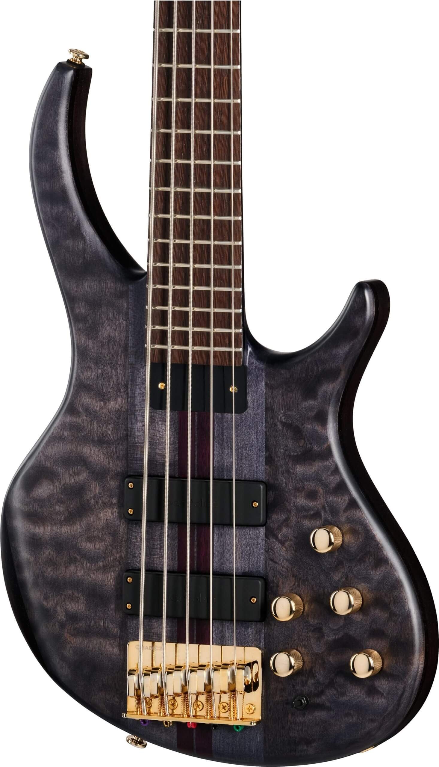Tobias Classic V Electric Bass, 5-String Guitar (with Gig Bag), Transparent Black