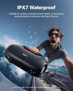 100W Bluetooth Speaker, Outdoor Wireless Boombox with Powerful Bass, RGB Lights, IPX7 Waterproof