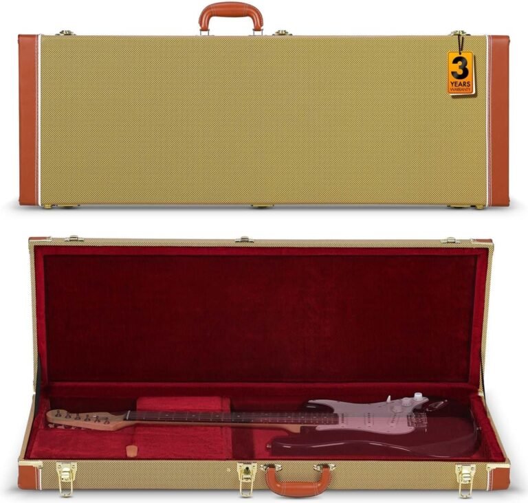 CAHAYA Guitar Case Electric Hardshell: 0.98inch Thick Padding Only for ST Electric Guitars Hardshell Wood Guitar Gig Case with Padded Comfortable Handle and 2 Keys Yellow