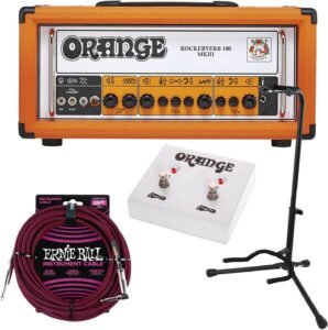 Orange Rockerverb 100 MKIII 2-Channel Tube Guitar Amplifier, Orange FS-2, (2) EBall PO6062, Gator Stand Bundle