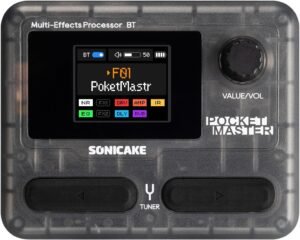 SONICAKE Pocket Master-Portable Multi Effects Pedal, 100+ Built-in Guitar/Bass/Acoustic Effects, Amp Modeling, IR Cabinets Simulation, Stereo OTG USB Audio Interface, Rechargeable (Transparent Black)
