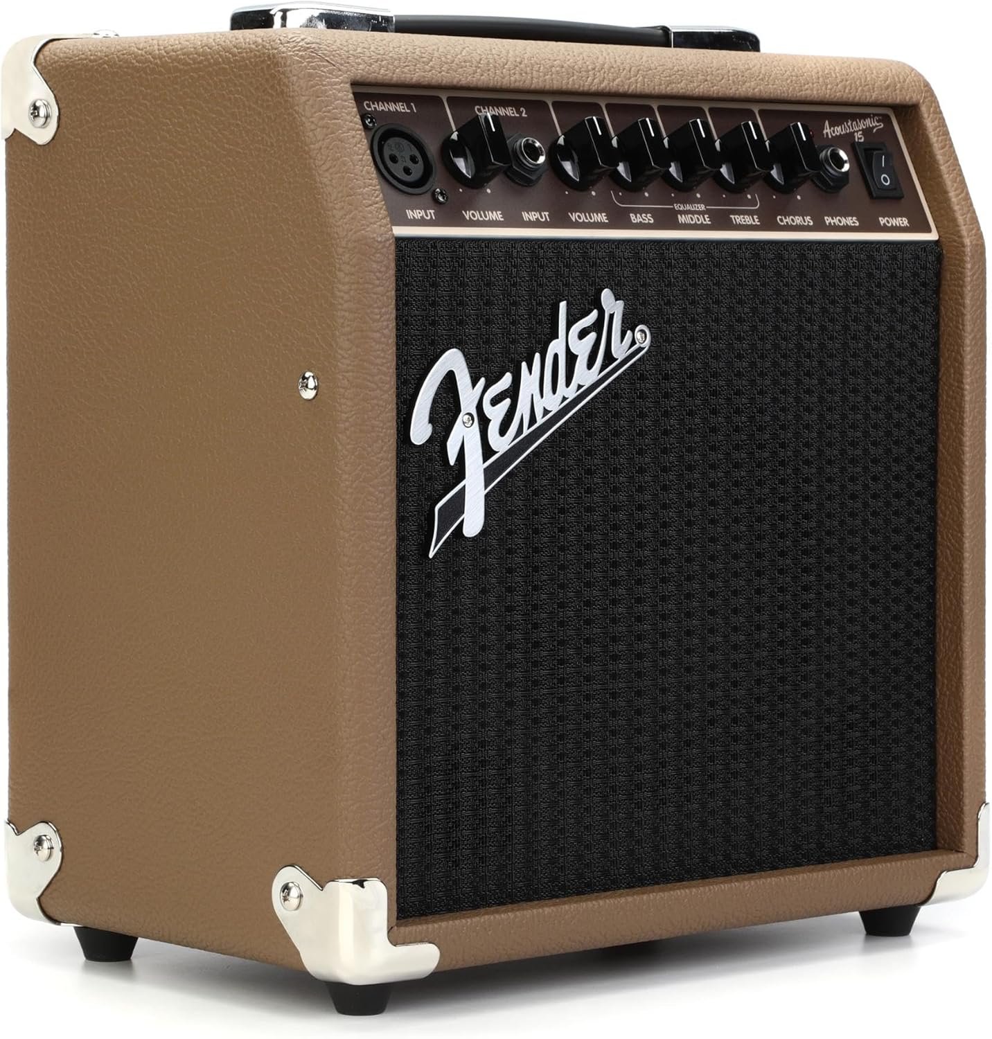 Fender Acoustasonic Guitar Amp for Acoustic Guitar, 15 Watts, with 2-Year Warranty 6 Inch Speaker, Dual Front-Panel inputs