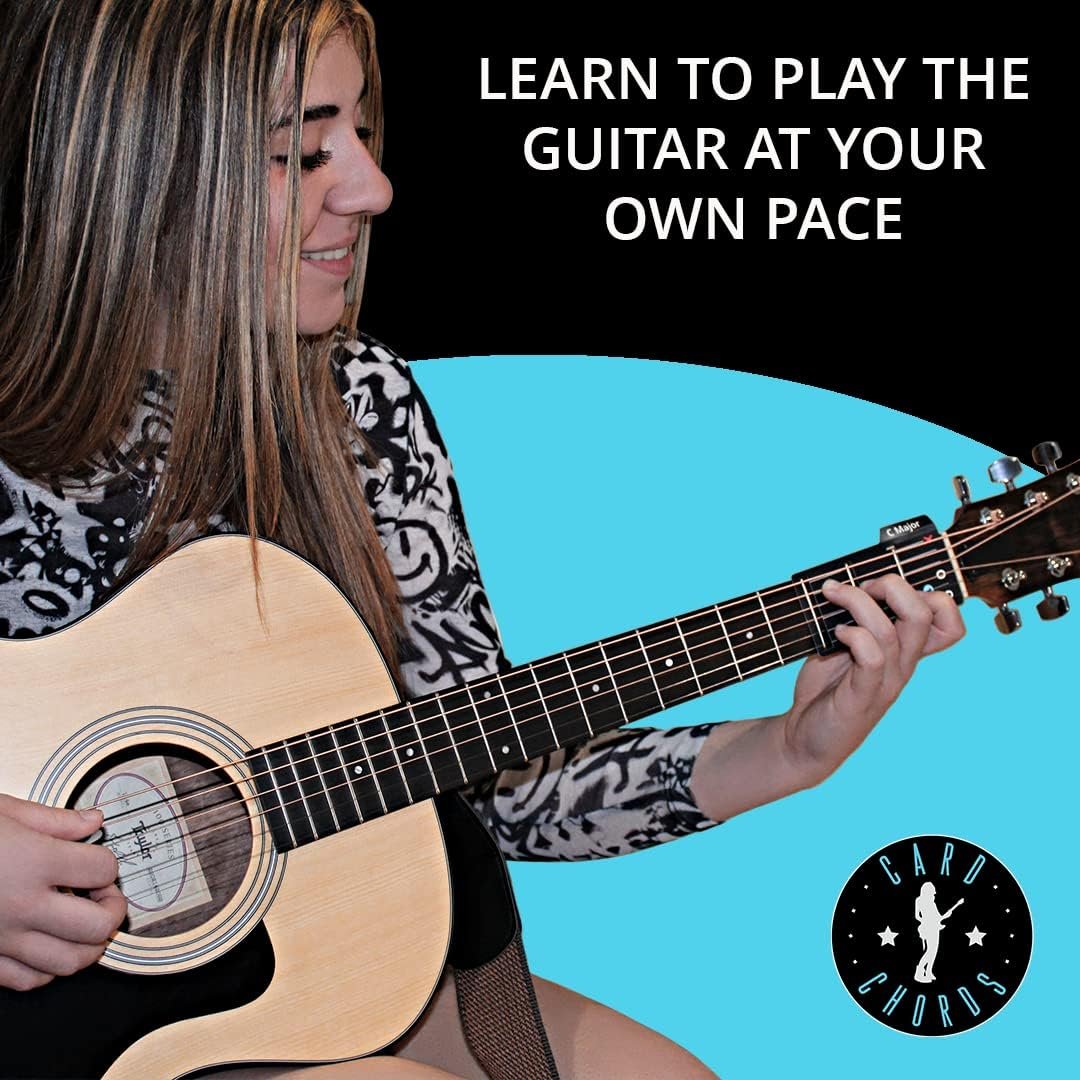 Card Chords Learn Guitar in Minutes Deluxe Edition with Case | Right & Left Handed Guitar Players (Fits All Guitars) Allow You to Play The Guitar While The Card is on The FRETBOARD