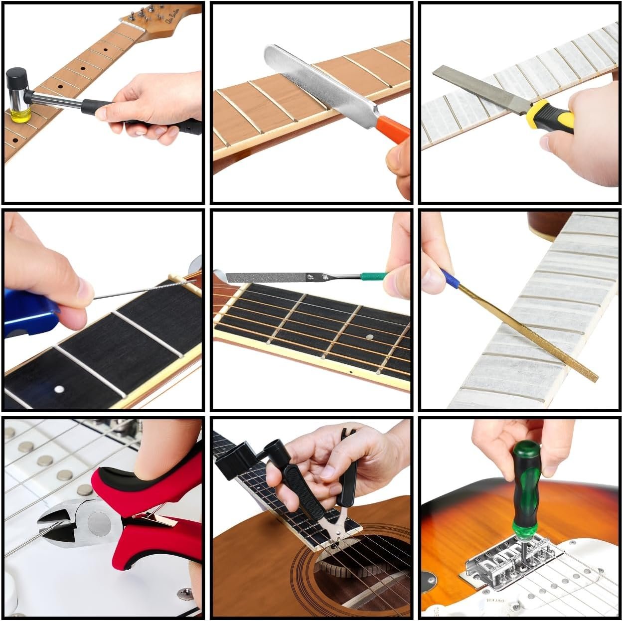 Guitar Repairing Maintenance Tool Kit, Complete Pro Guitar Setup Kit Luthier Repair Tools with Guitar Work Mat and Neck Rest Support Cradle for Guitar Workstation Musician Enthusiast Guitarist