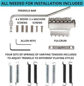 Vega-Trem VT1 Ultra-Trem 2-Points Stratocaster Guitar Tremolo Bridge For Strat No Mods Easy Installation (Satin, Right)
