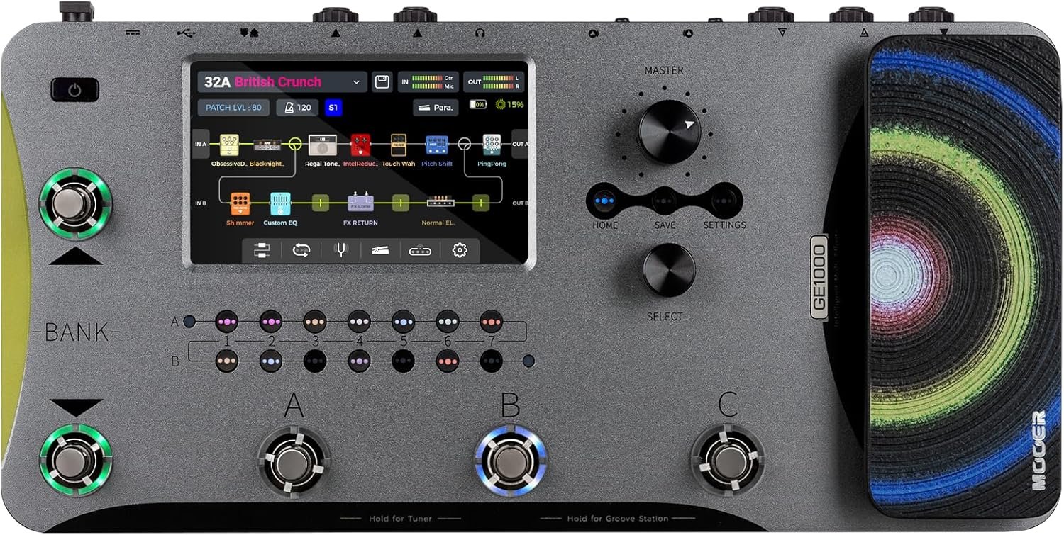 MOOER GE1000Li Guitar Multieffects Pedal Processor WIth Battery 5" Touch Screen, 288 Effects, AI Equalization Third-brand IRs, Stereo Sound, Surport XLR, MIDI Port, APP Cloud