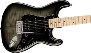 Squier Affinity Series Stratocaster FMT Electric Guitar, Black Burst, Maple Fingerboard