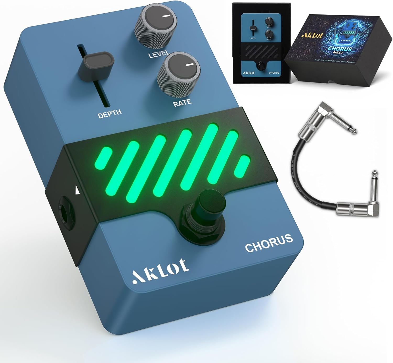 AKLOT Chorus Electric Guitar Pedal: Warm Vintage Shimmer to Lush Chorus Depth, Dynamic Touch-Responsive Modulation, Rate & Depth Control, Mini Guitar Effect Pedal with True Bypass, NEON TwinWave