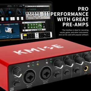 Kmise USB Audio Interface, Computer Recording Audio Interfaces with 48V Phantom Power for Recording, Studio Quality Sound, Compatible with Guitarists, Vocalists, Podcasters (USB 3.0 Type-A)
