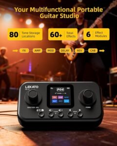 LEKATO portable multi effects pedal with 60 built-in effects and amp modelling for electric guitar