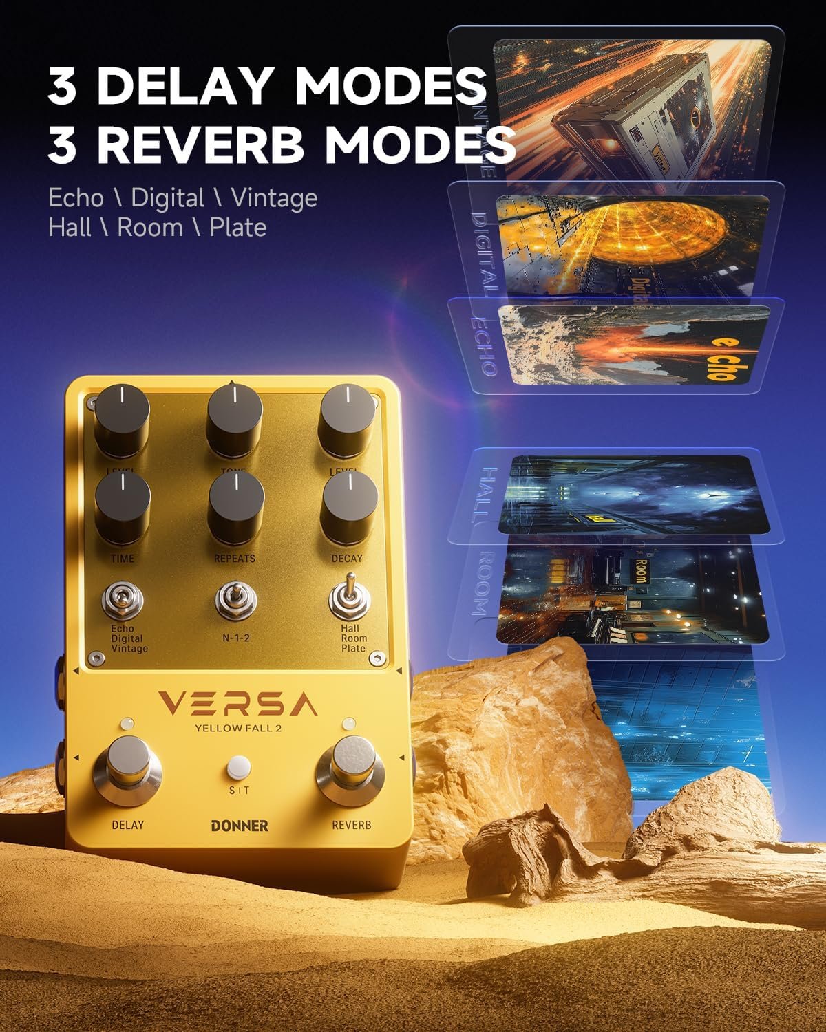 Donner Guitar Reverb Delay Pedal for YouTube and music creators