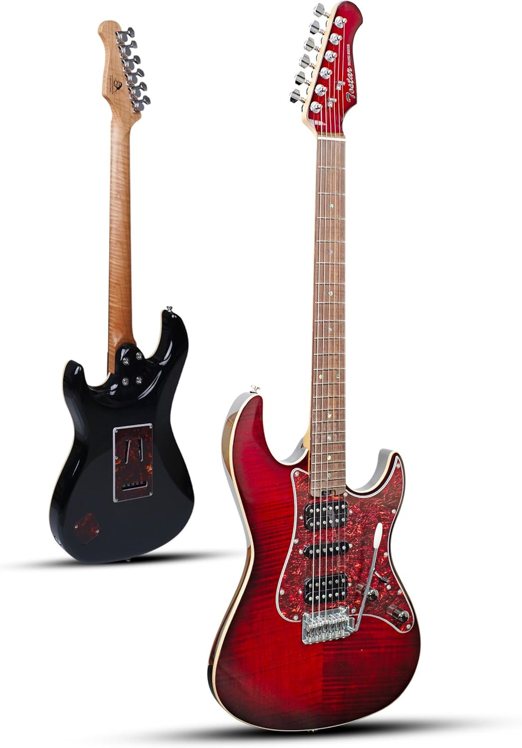 Electric guitar HSH push-pull in red with Alnico 5 humbuckers and locking tuners