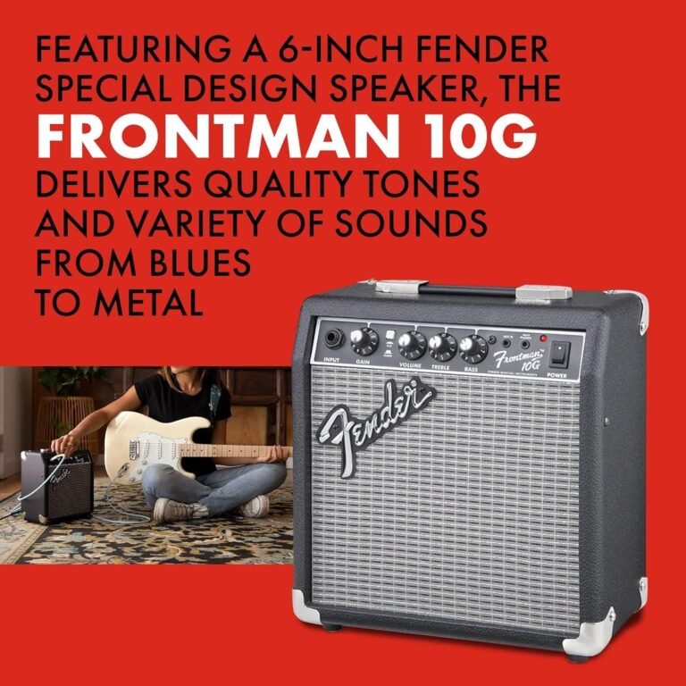 Fender Frontman 10G amplifier with classic black cabinet and control panel for guitar practice