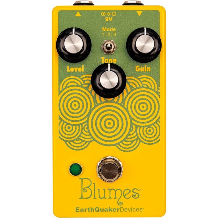 EarthQuaker Devices Blumes Orange Sparkle bass overdrive pedal with three control knobs and mode switch