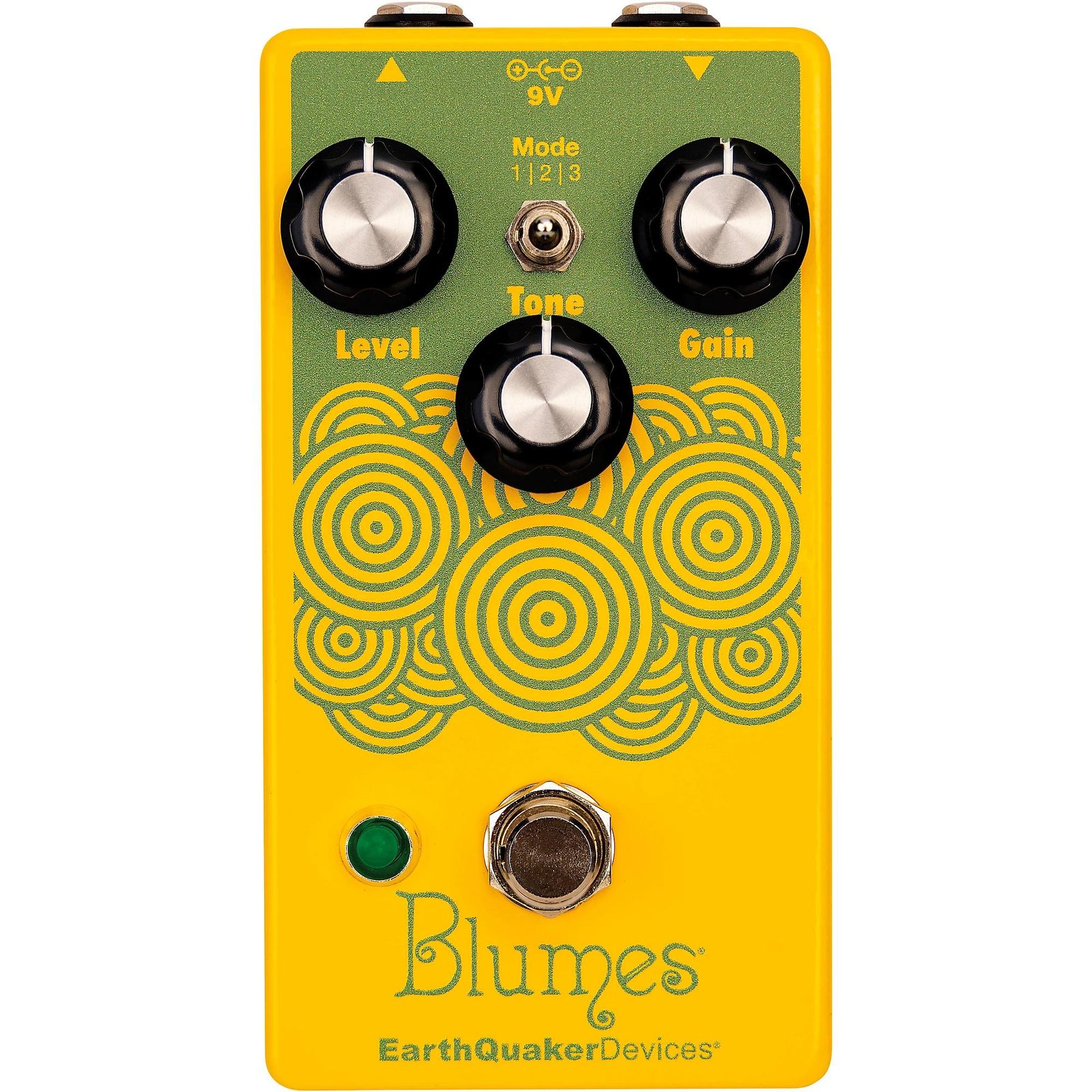 EarthQuaker Devices Blumes Orange Sparkle bass overdrive pedal with three control knobs and mode switch