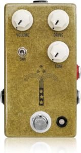 JHS Morning Glory V4 gold overdrive guitar pedal with white control knobs and gain switch